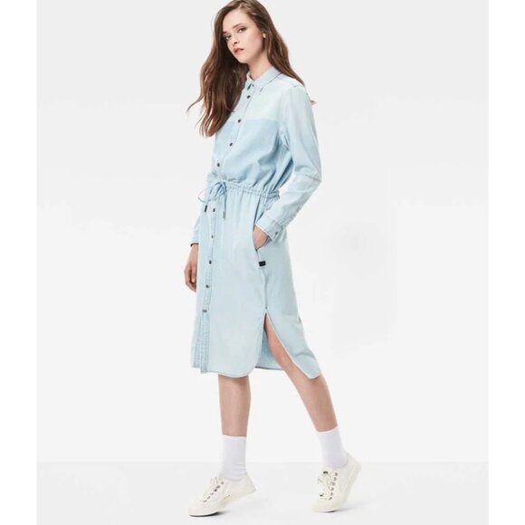 G-STAR RAW Womens Small Modern Arc 3D Shirt Light Wt Luda Denim Dress - Picture 3 of 16